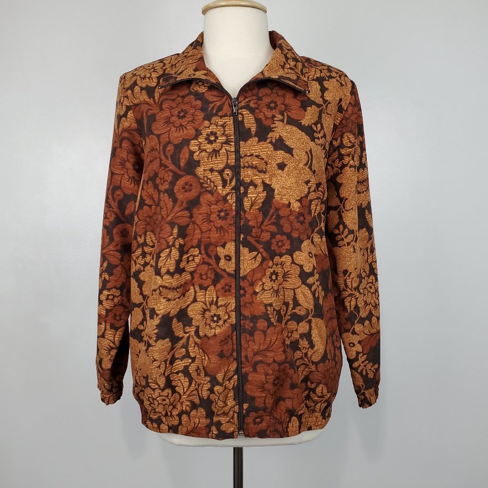 Vintage Blair Browns Warm Colors Zip Front Fall Spring Summer Bomber Jacket M